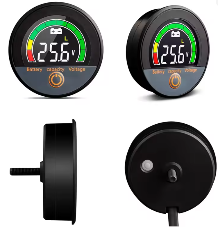 Round Panel Mount Voltmeter and Battery Level Indicator